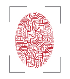 The BioIDGuard mark: a fingerprint drawn as circuit traces, inside scan-frame brackets